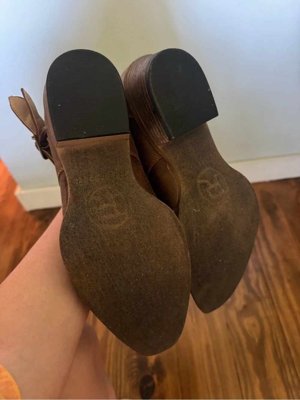 Roper Brown Leather Western Ankle Boots